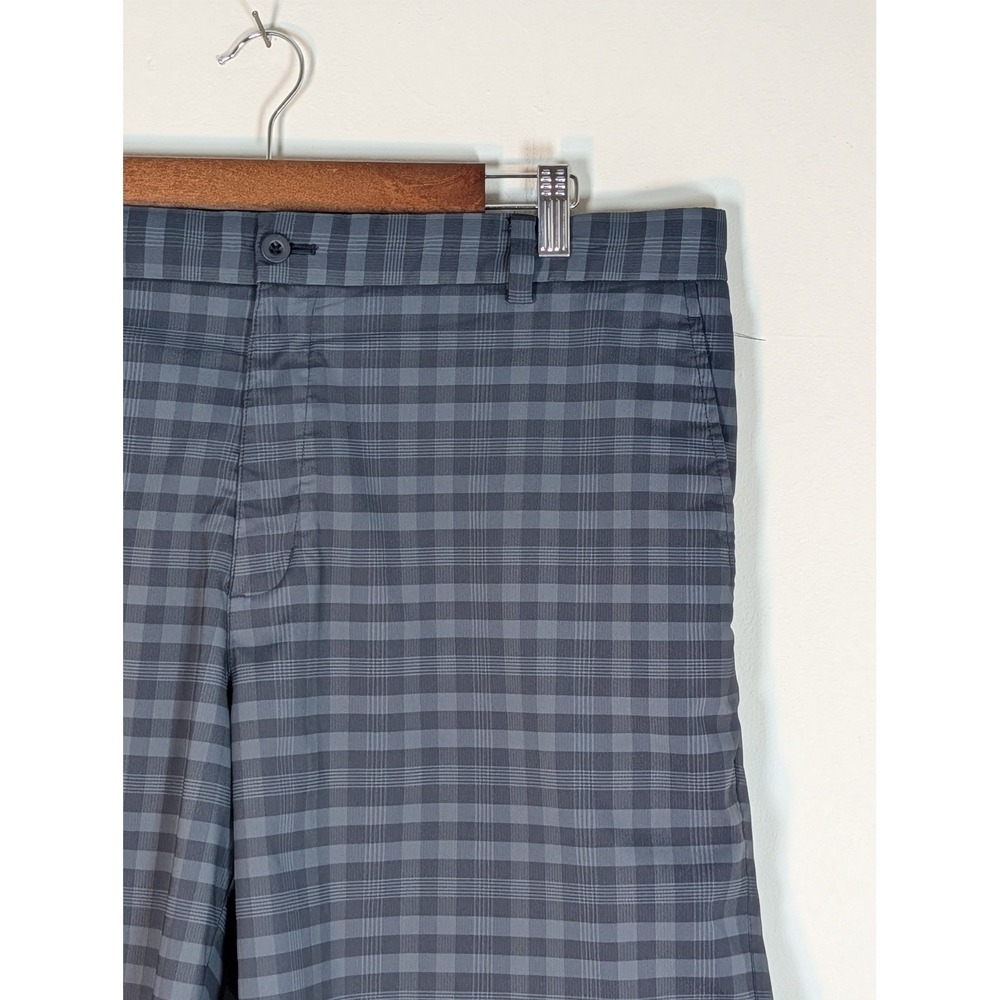 NIKE GOLF DRI-FIT MENS PLAID SHORTS Gray Black Checkered Size 38 Performance